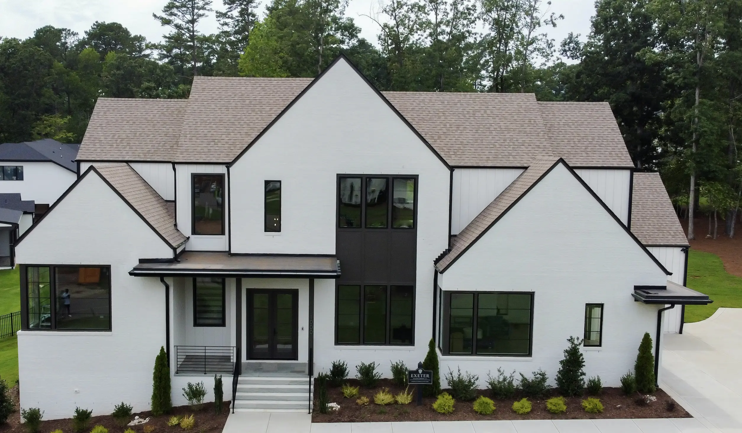 Wide shot of a house