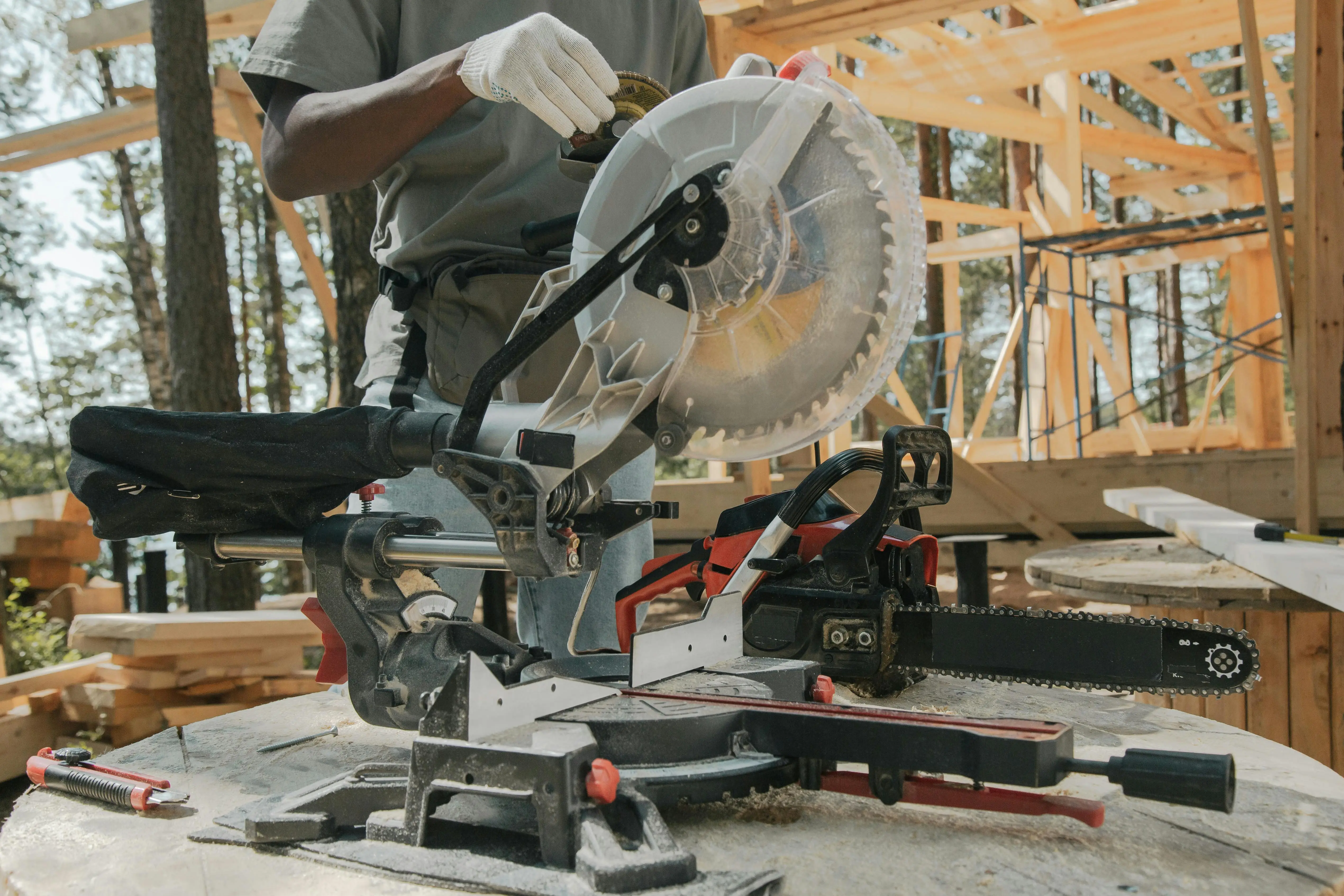 Man getting tools for Struc Framing