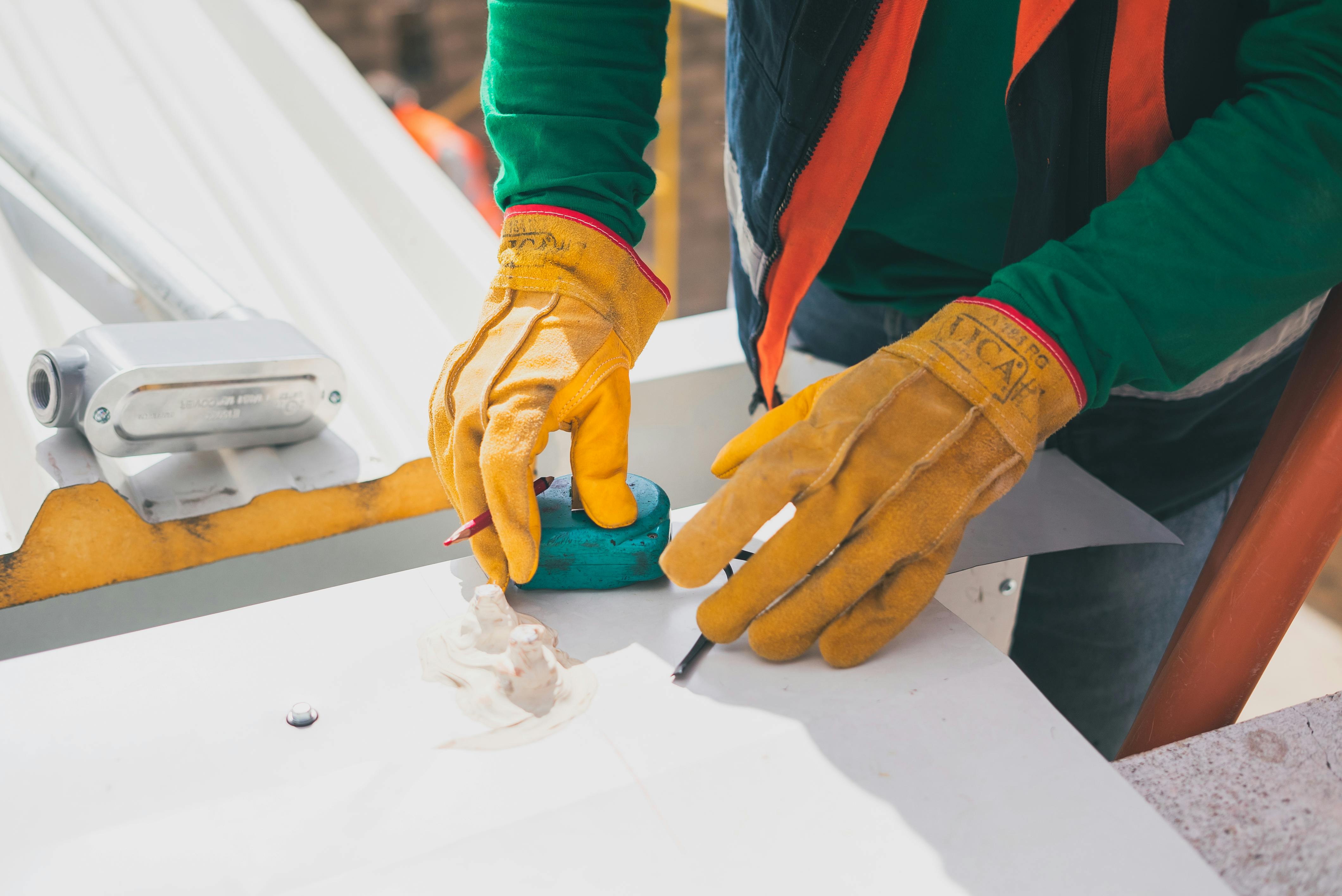 person working on roof